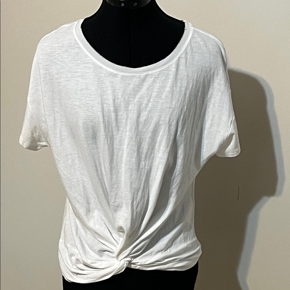 🆕 WHITE HOUSE BLACK MARKET Twist Front White Tee Shirt Top